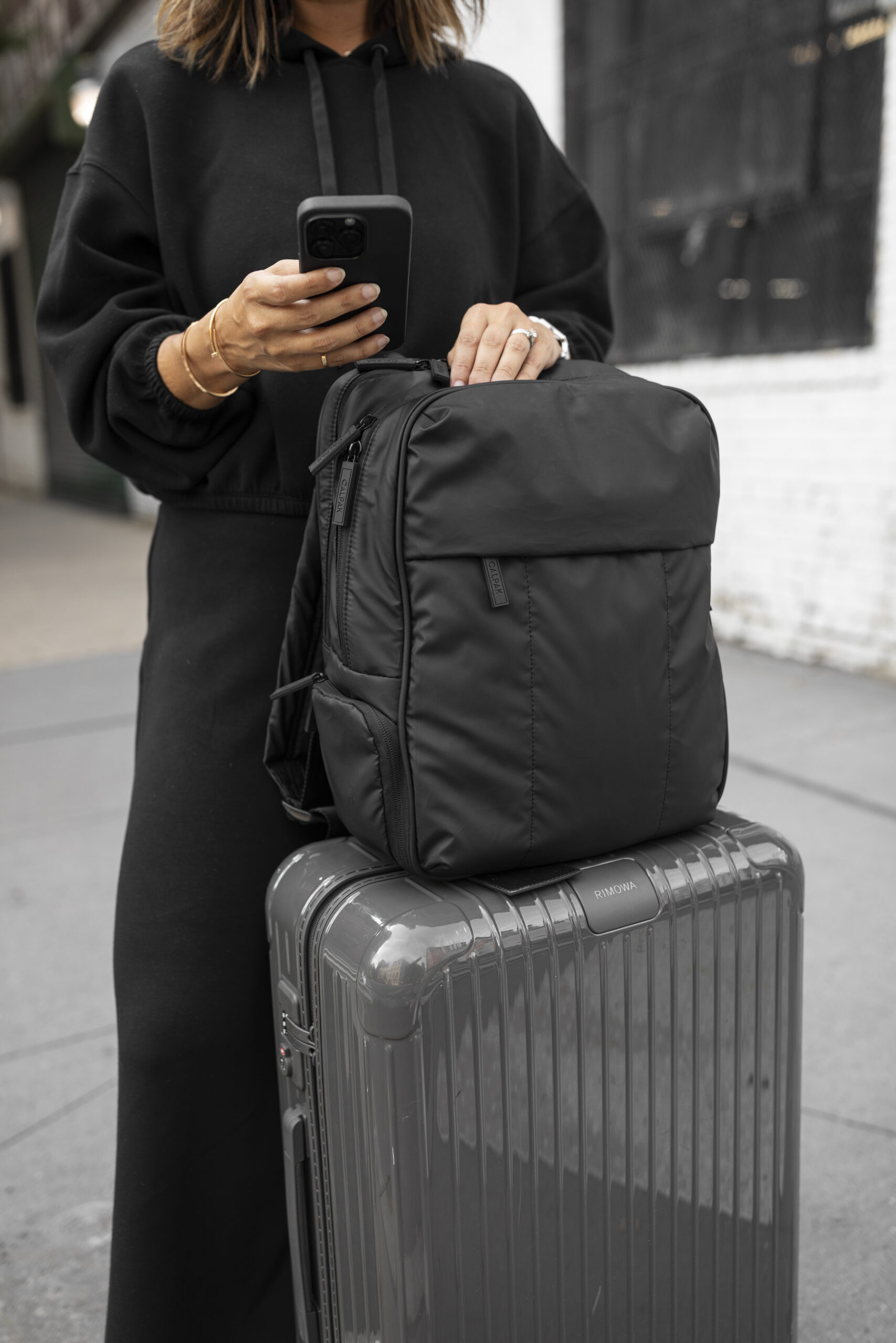 Woman holding travel documents and passport