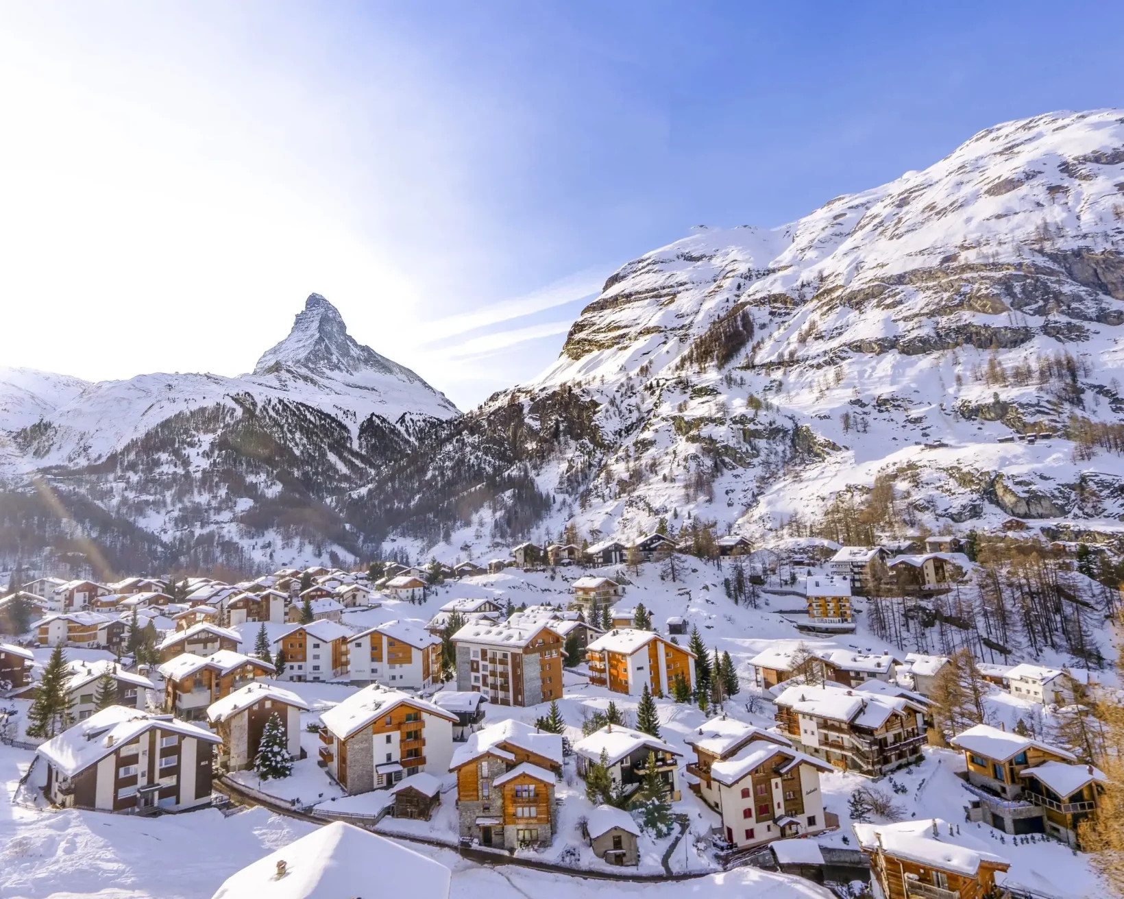Snowy town in mountains