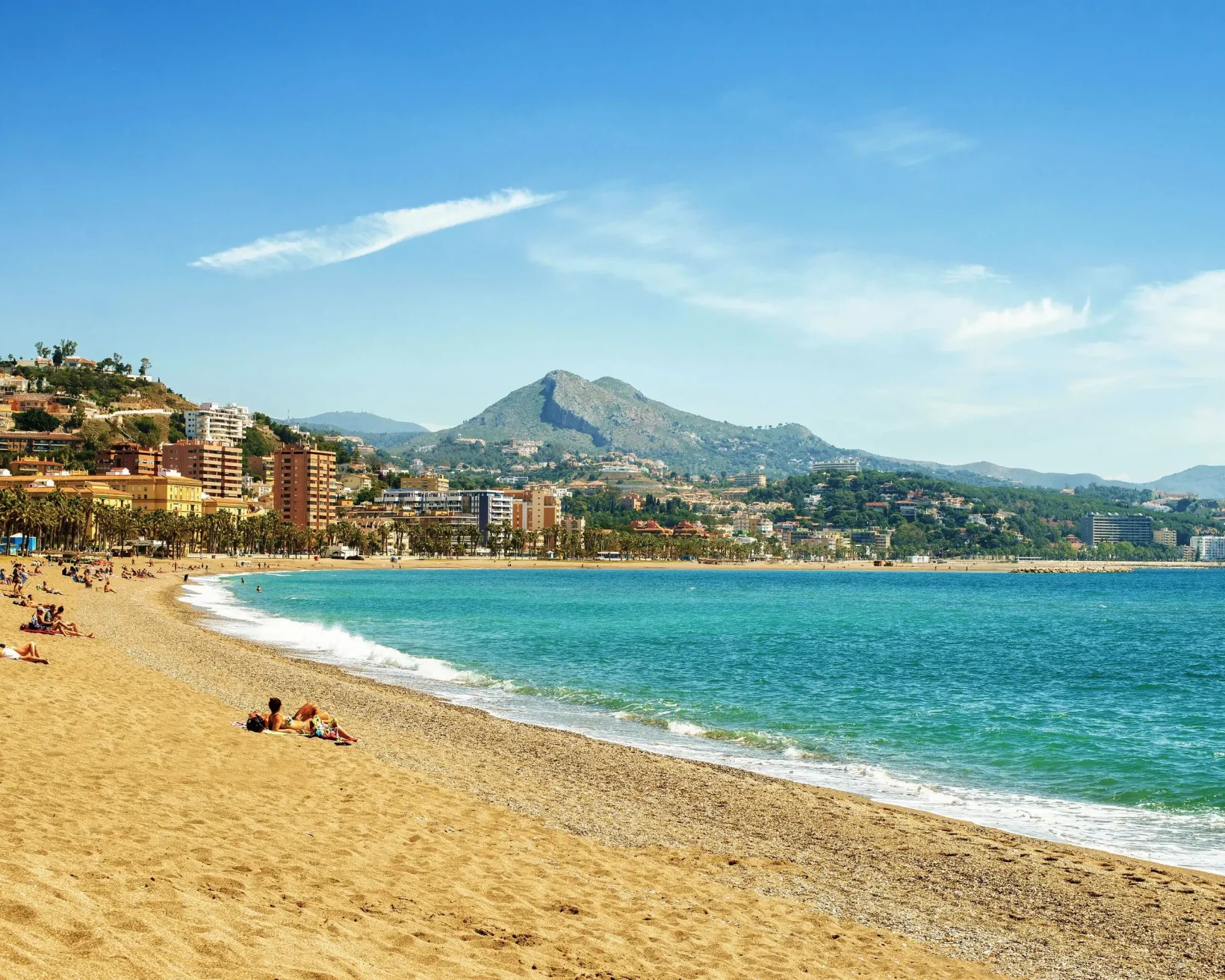 Beachfront in Málaga, Spain with modern buildings