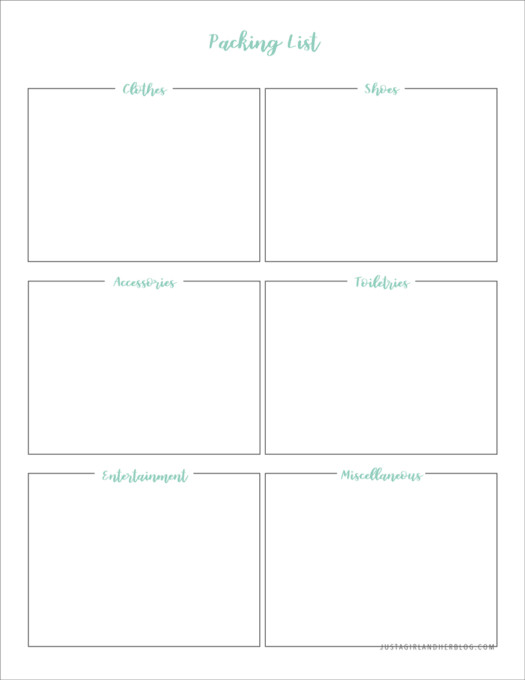 Free Printable Blank Packing List Broken Down by Category