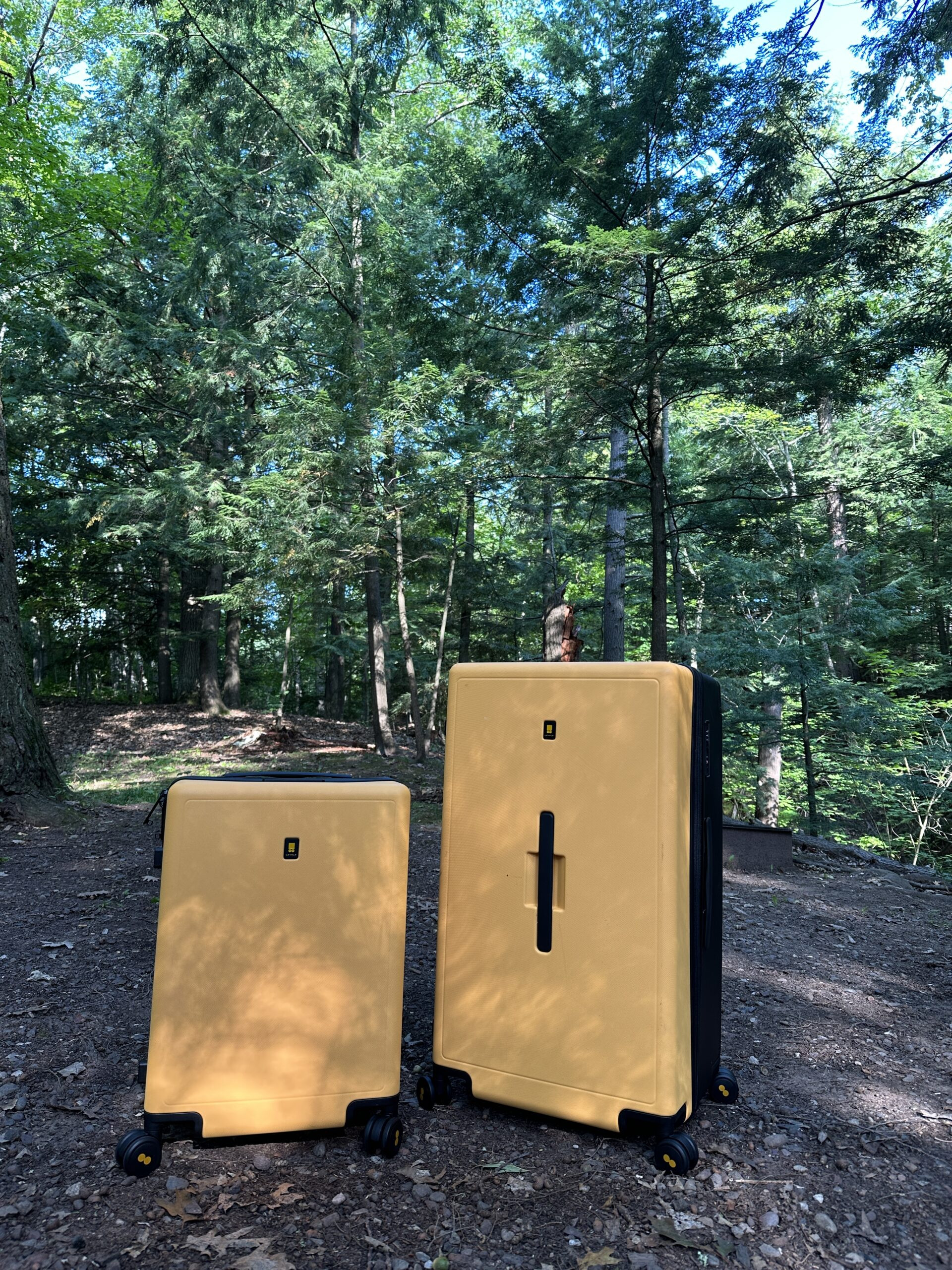 Level 8 suitcases on dirt terrain