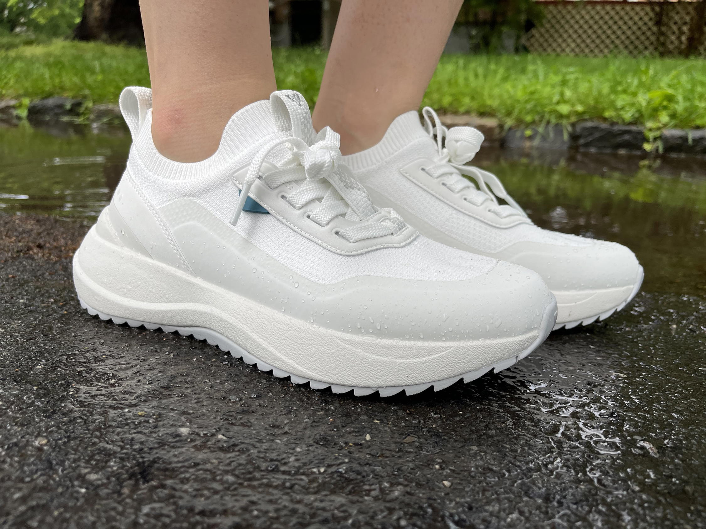 Close-up of Vessi Stormburst shoe, showing the texture and design details.