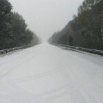 Snow covered Interstate 10 in Baldwin County, AL
