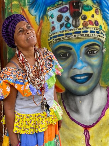 Mural of Pajarito, a symbol of resistance and communication in Congo culture, Portobelo, Panama