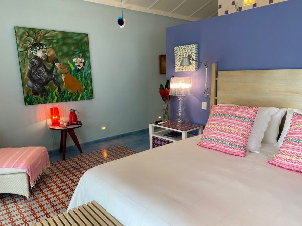 Colorful buildings of El Otro Lado hotel in Portobelo, Panama