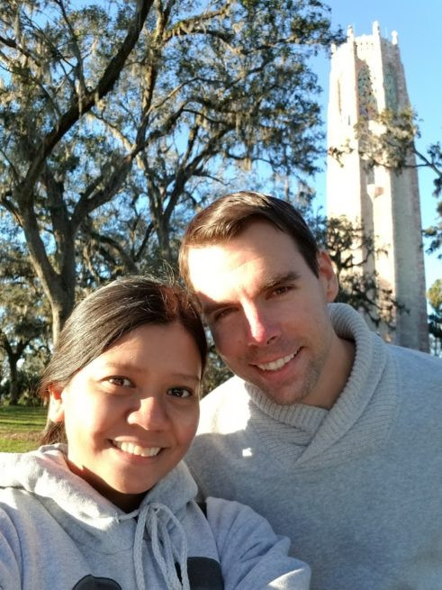 Travel Ruby and Peter exploring Bok Tower Gardens, highlighting their shared travel experiences and relationship.