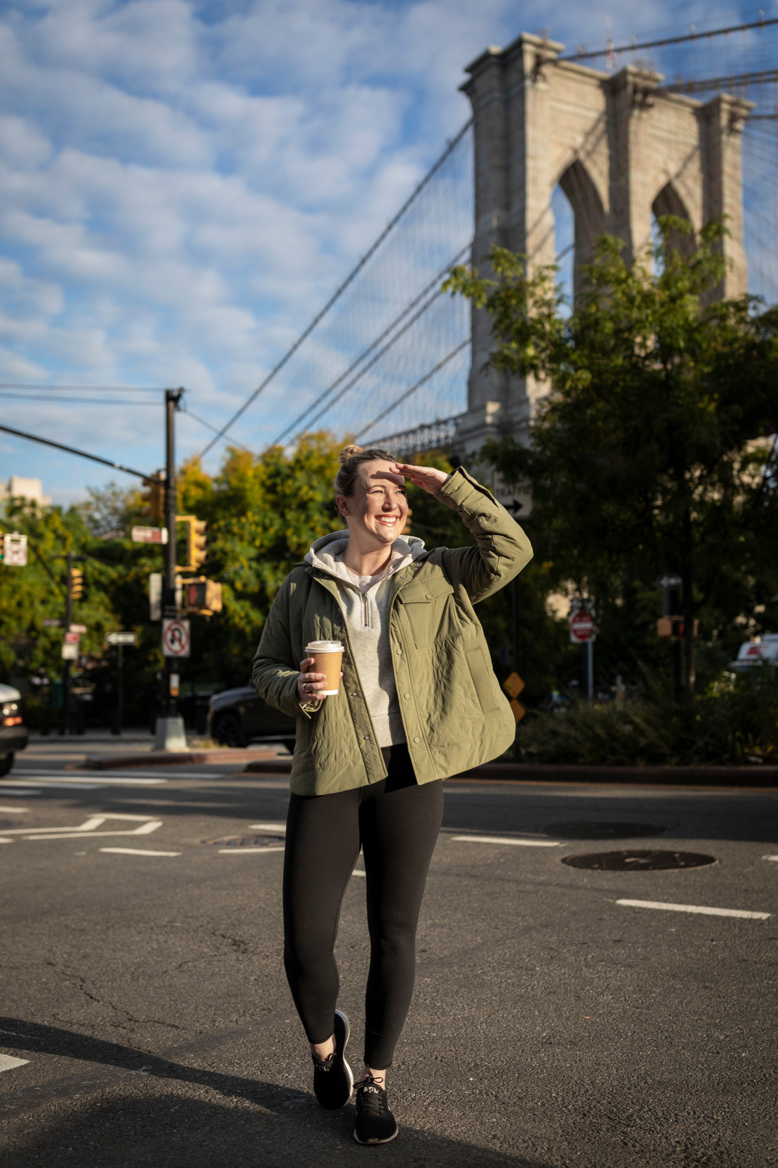 Travel attire featuring comfortable leggings, showing a relaxed and easy-to-wear option for long flights.