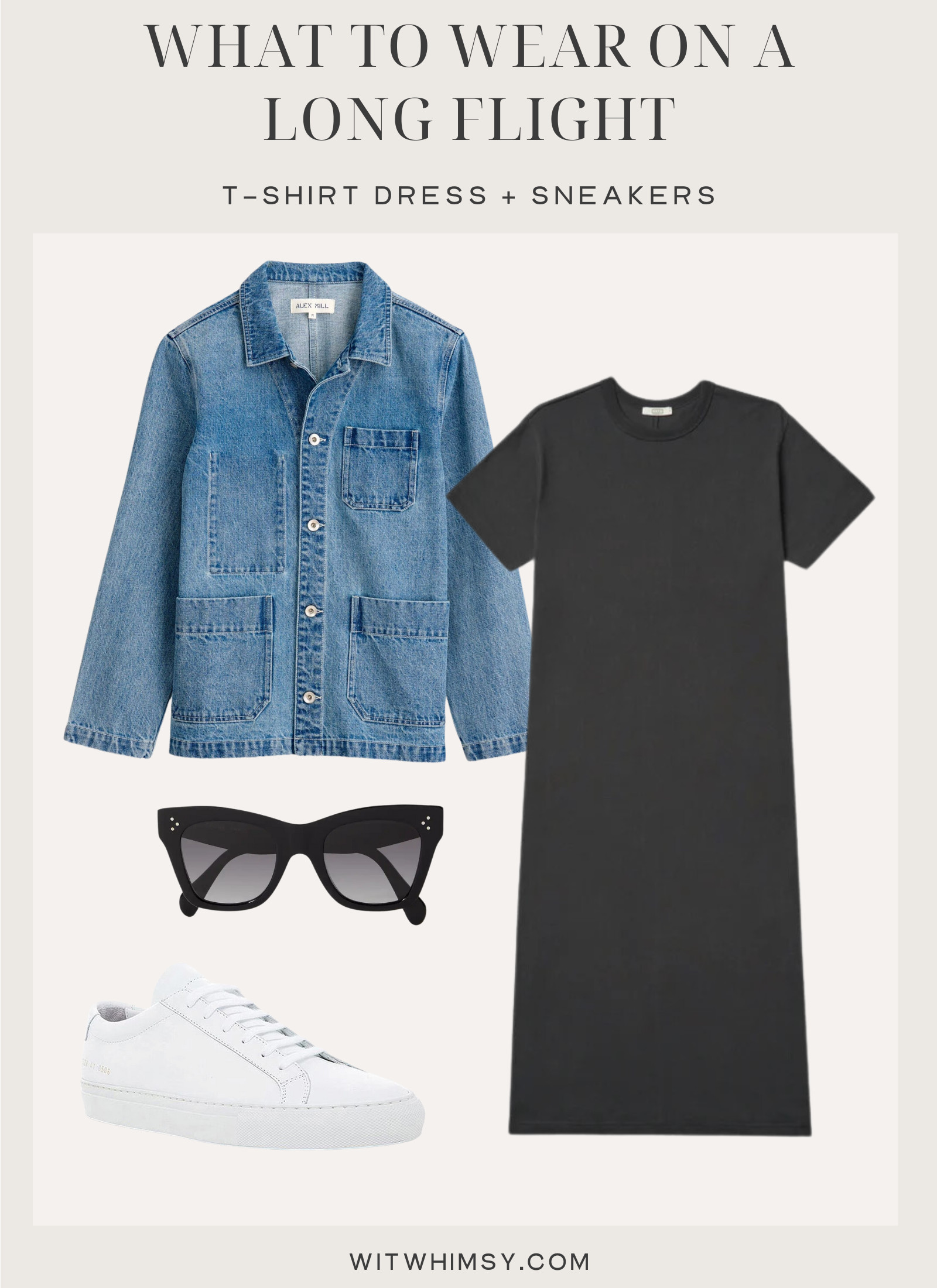 Woman in a t-shirt dress, showcasing a simple, comfortable, and versatile dress option for spring and summer travel attire.