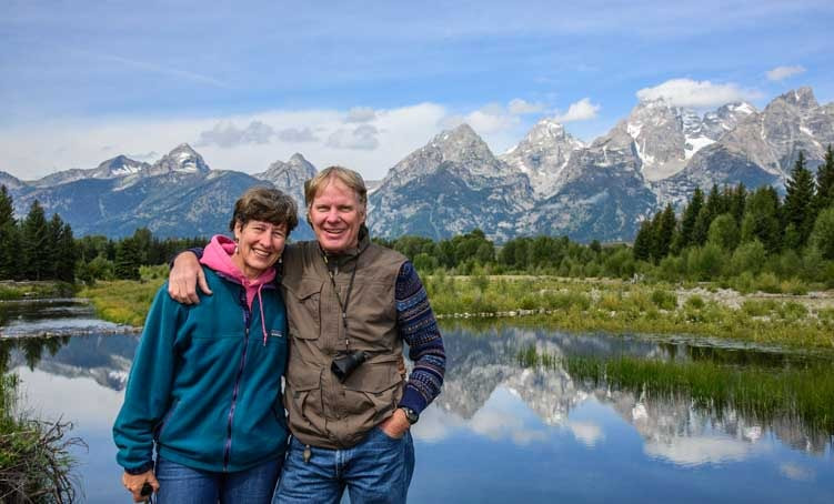 Happy campers RV living at the Tetons in Wyoming-min