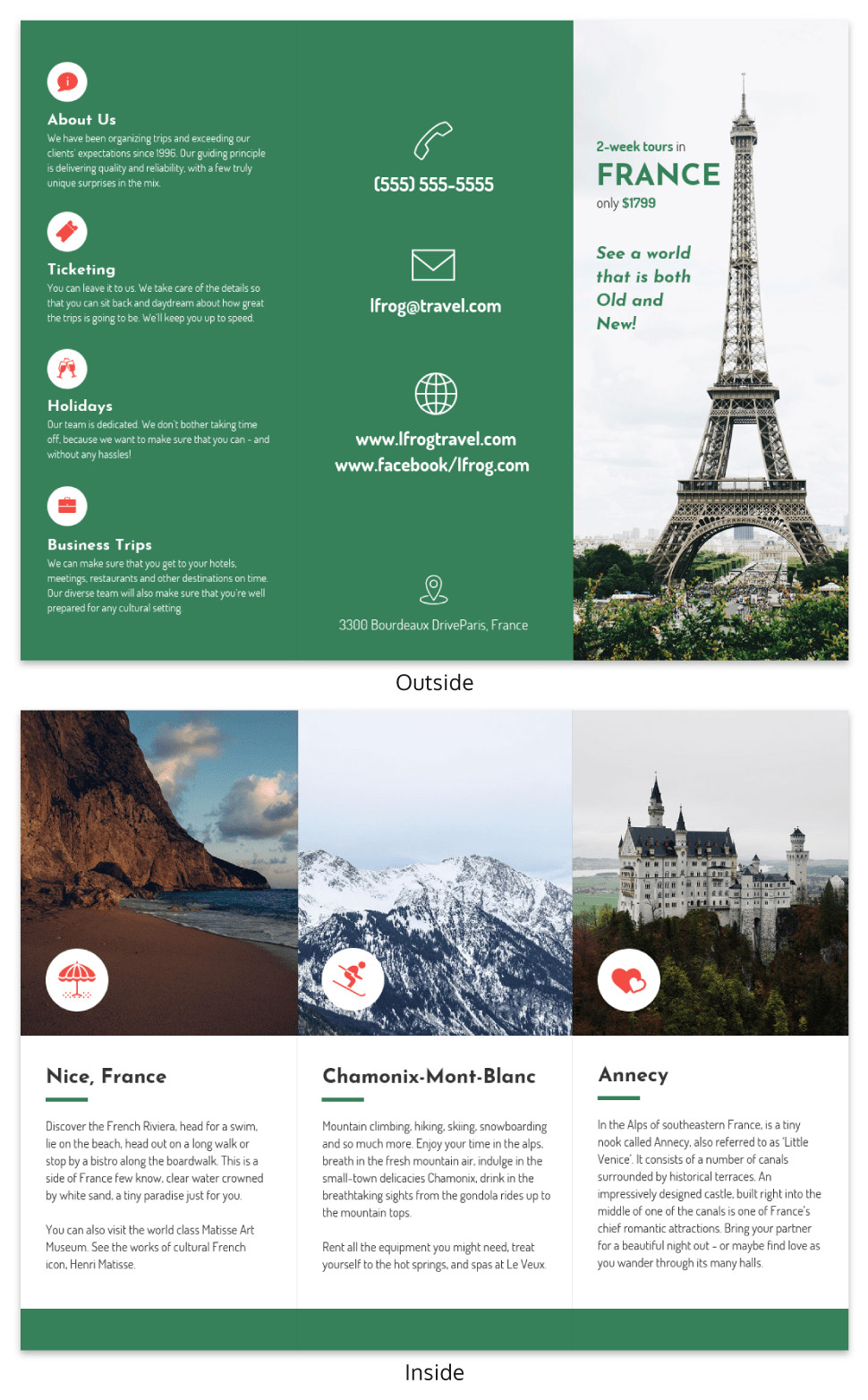 France Tri Fold Travel Brochure