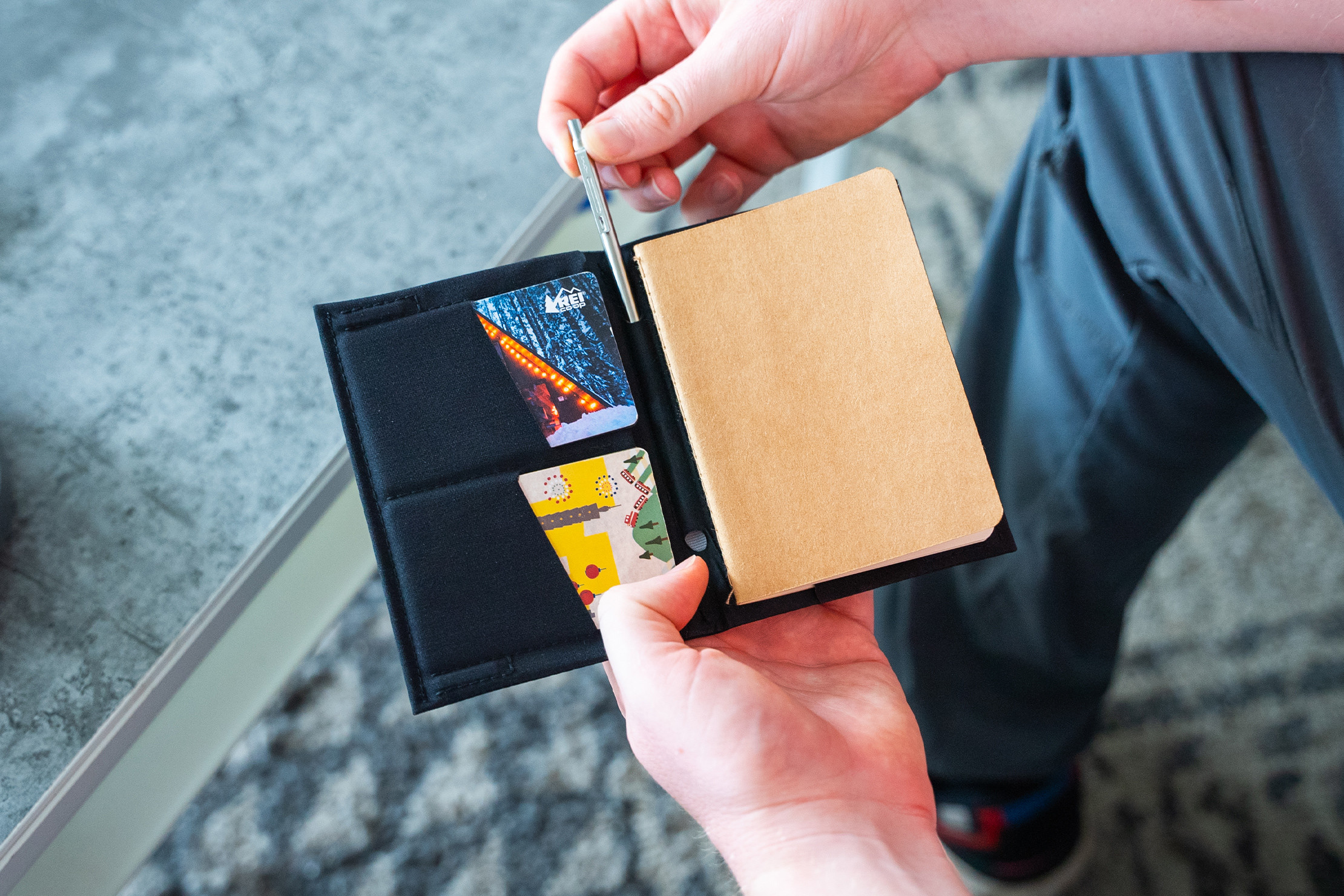 SlimFold Passport Wallet Review for Men:  Emphasizing its slim profile and dedicated AirTag pocket, perfect for tech-savvy and minimalist male travelers.