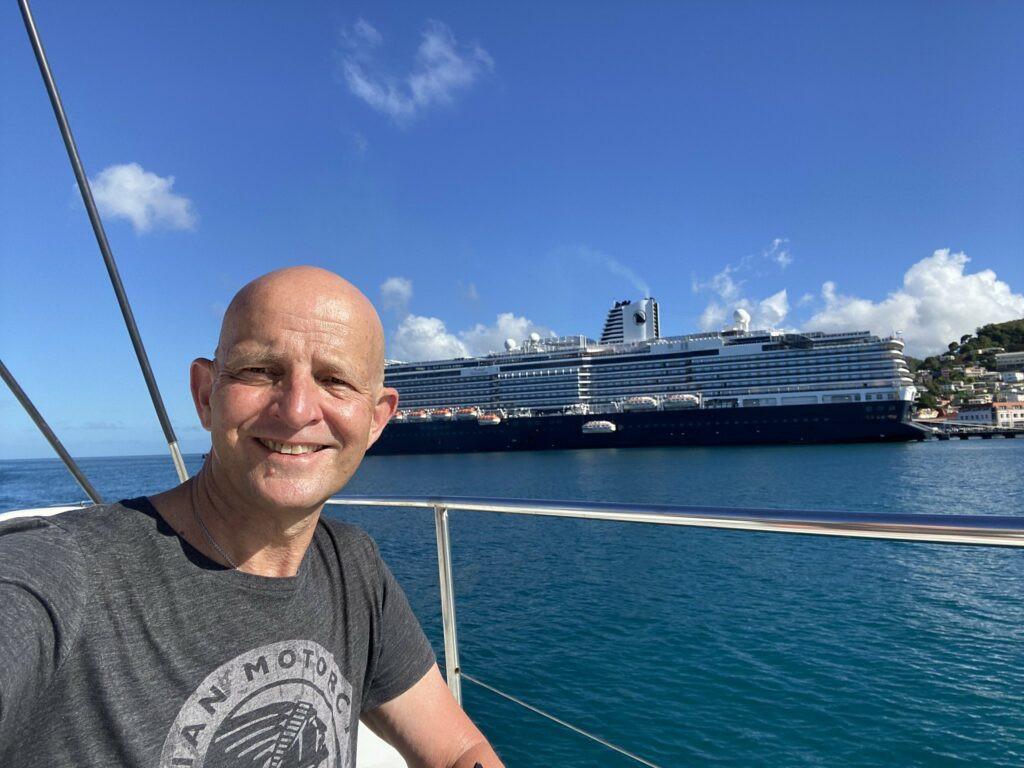 A guided tour group in a cruise port, highlighting the safety and security of organized excursions in potentially dangerous cruise ports.
