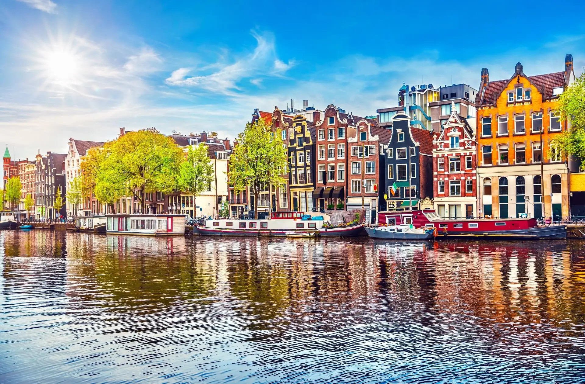 The charming Bloemgracht canal in the Jordaan district of Amsterdam, the Netherlands, perfect for all clear travel on foot.