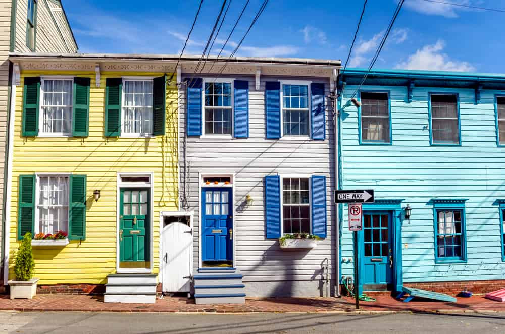 Colorful houses in Annapolis, Maryland