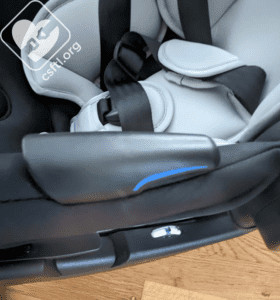 Britax Willow baseless belt guides closeup, highlighting the easy-to-use belt guides for secure baseless installation.