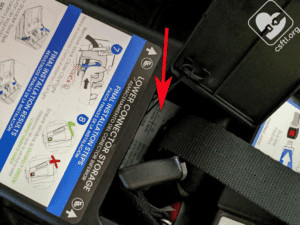 Britax Willow date of manufacture label on the base, showing where to find the manufacturing date on the Aspen car seat base.