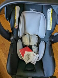 Britax Willow infant padding neatly arranged, demonstrating the correct and tidy positioning for optimal infant comfort and safety.