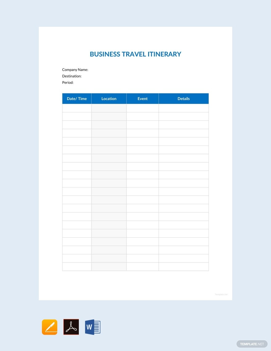 business itinerary