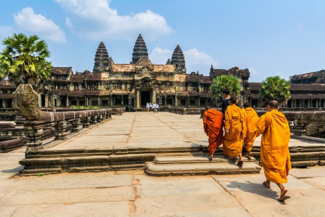 Angkor Wat in Cambodia, a major attraction in a cheap Southeast Asian country.