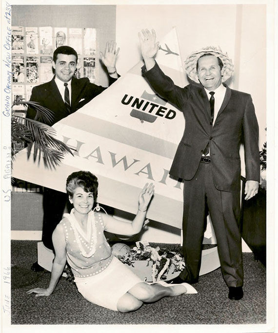 Cliff Archer, right, and his wife, Lola, celebrated the opening of a new office with a United sales representative in a photo taken in the 1960s.