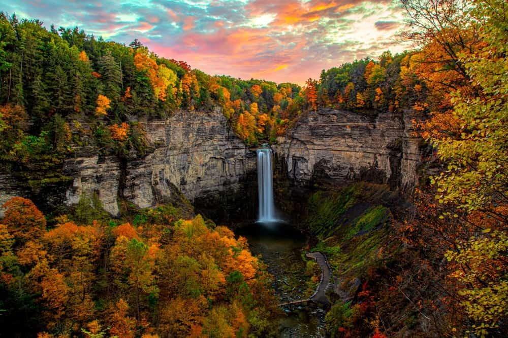 Picturesque vineyard overlooking one of the Finger Lakes in New York State