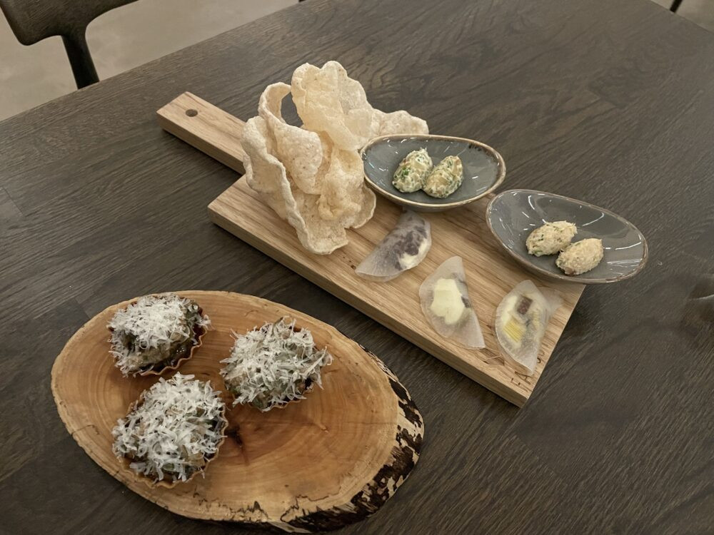 Dishes from the 10-course seasonal tasting menu at Hattvika Lodge