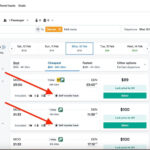 Kiwi.com Interface Showing Flight Search Results
