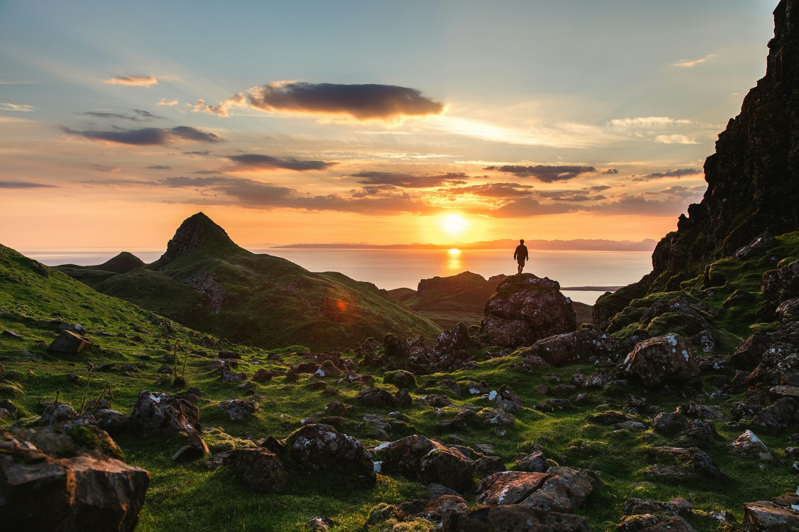 Dramatic sunset over the Isle of Skye, Scotland
