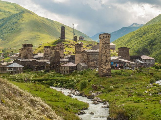 Hiking in the Caucasus Mountains, Georgia, a cheap and adventurous destination.