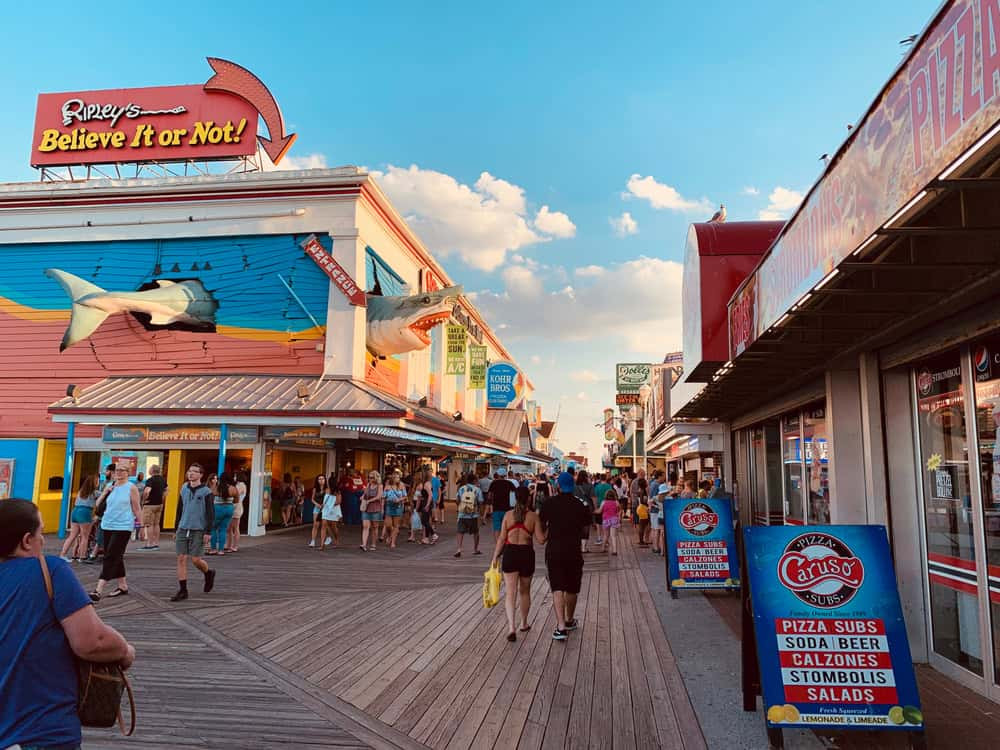 Iconic boardwalk in Ocean City, Maryland