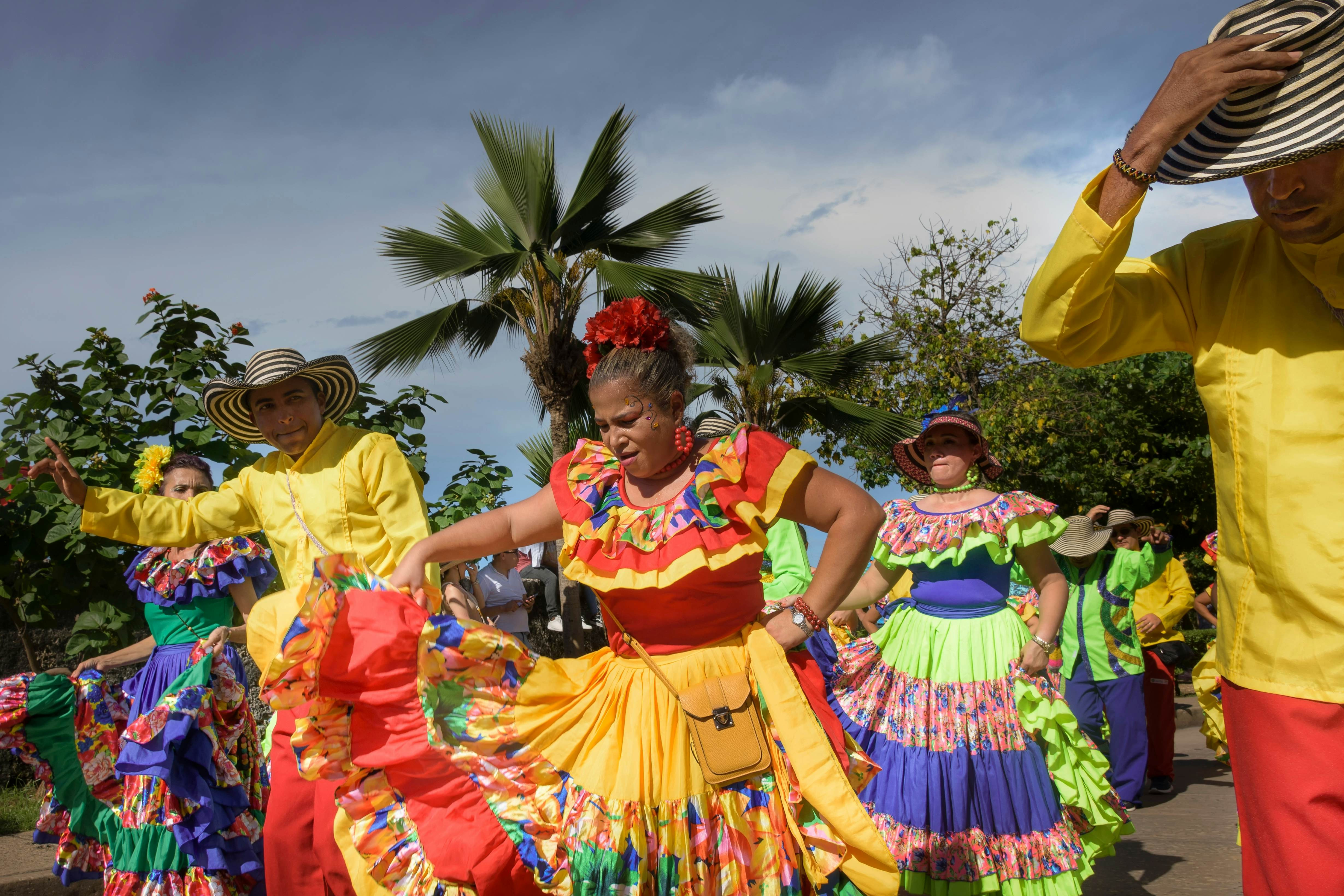 Cumbia dancers in Cartagena celebrating independence from Spain