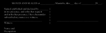 Example Witness Signature Area on a Document Requiring Notarization and Witnesses