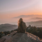 Sunset casting a warm glow over the mountains in Big Bear, California