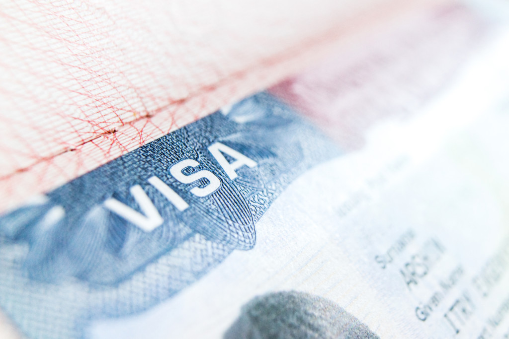 Visa stamp in a passport