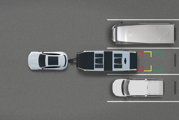 How to backup a trailer with rear camera guidelines