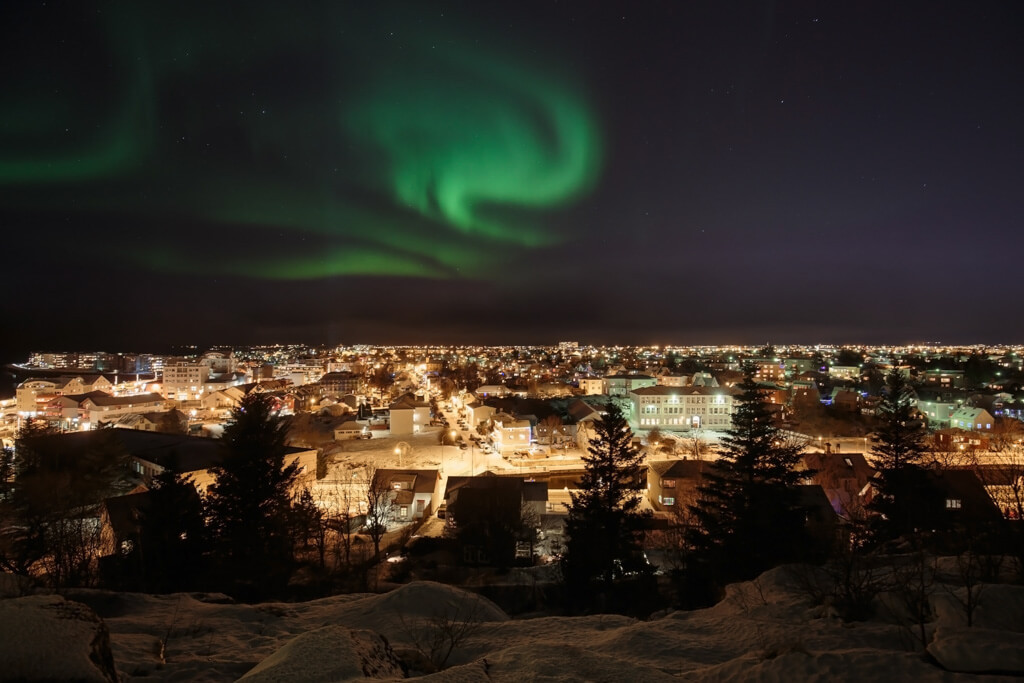 Aurora over Reykjavik, Iceland
