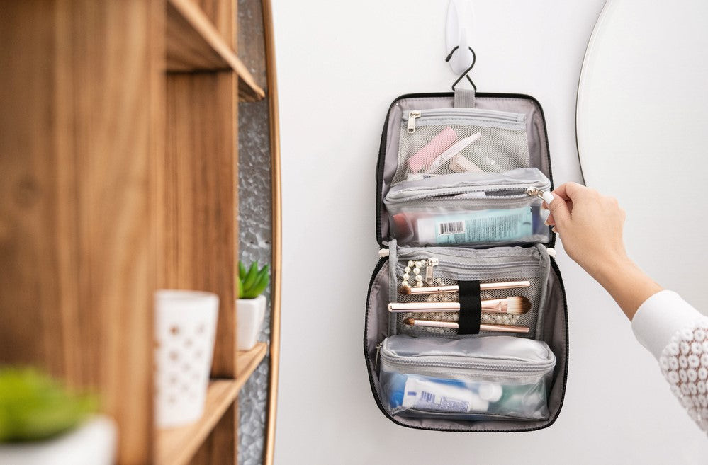 Travel toiletries in small containers to take on a trip