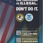 A CARICOM Anti-Firearms Trafficking Campaign Poster featuring American and Bahamian flags.