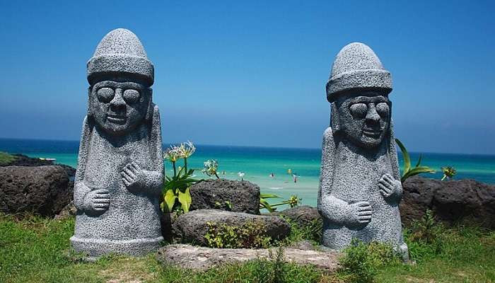 Jeju Island, South Korea, showcasing its natural landmarks. Perfect for windsurfing and snorkeling in Asia in August.