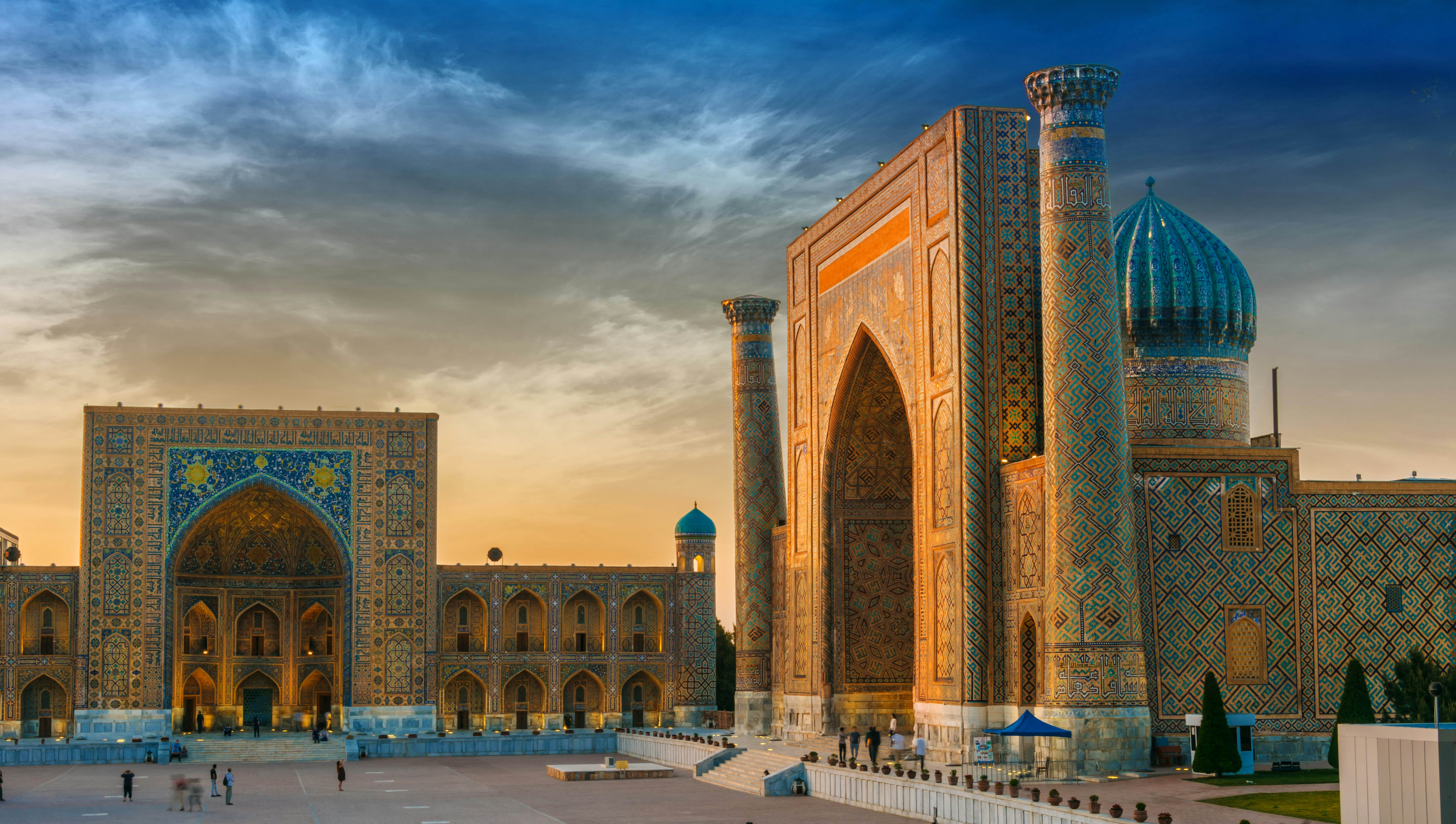 A city square in Samarkand, Uzbekistan