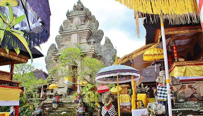 Downtown Ubud, Bali, Indonesia, surrounded by rice paddies and lush forests. Perfect for a peaceful retreat in Asia in August.